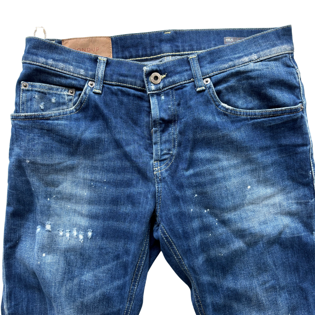 Dondup Mius Distressed Carrot Fit Jeans (Navy)