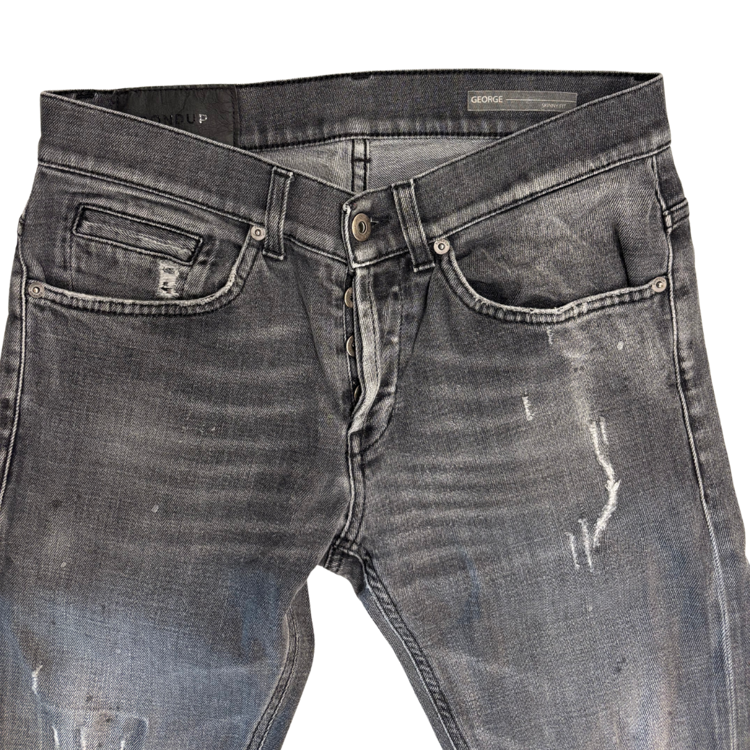 Dondup George Distressed Skinny Fit Jeans (Dark Grey)