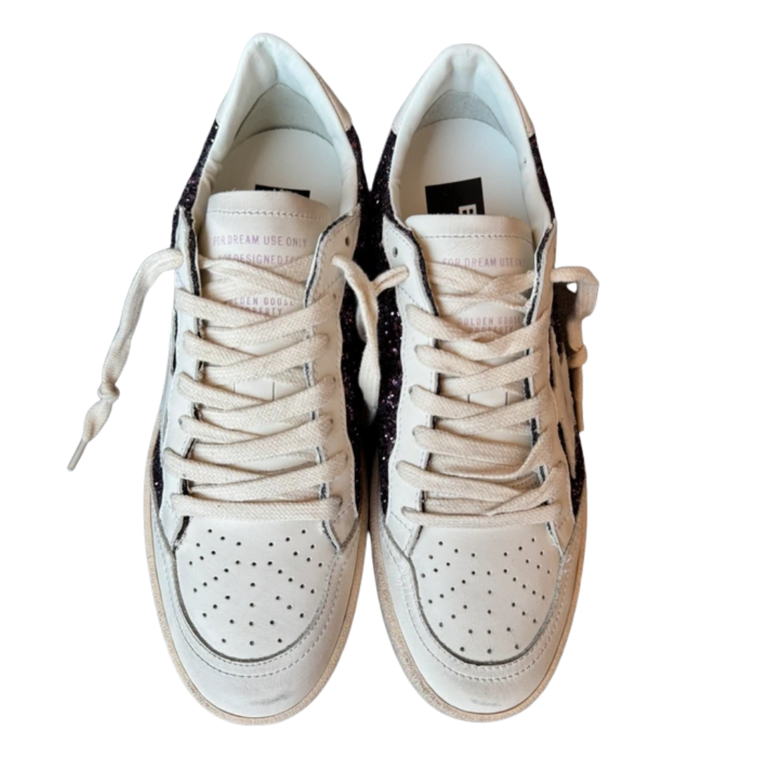 Golden Goose Ballstar Sneakers (Purple Glitter) (New) (Womens)