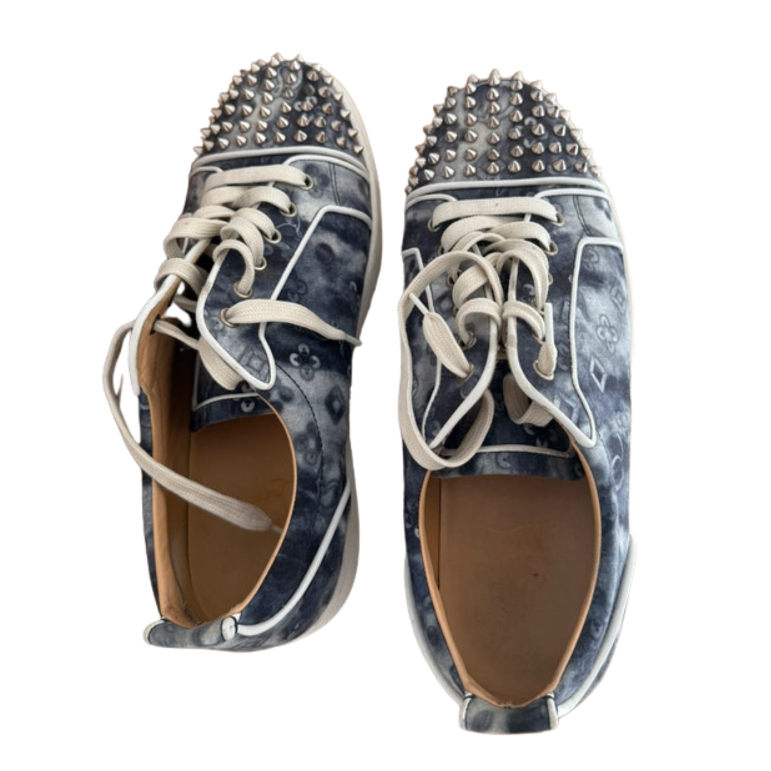 Christian Louboutin Louis Junior Spike Special Edition Sneakers (Navy Monogram)