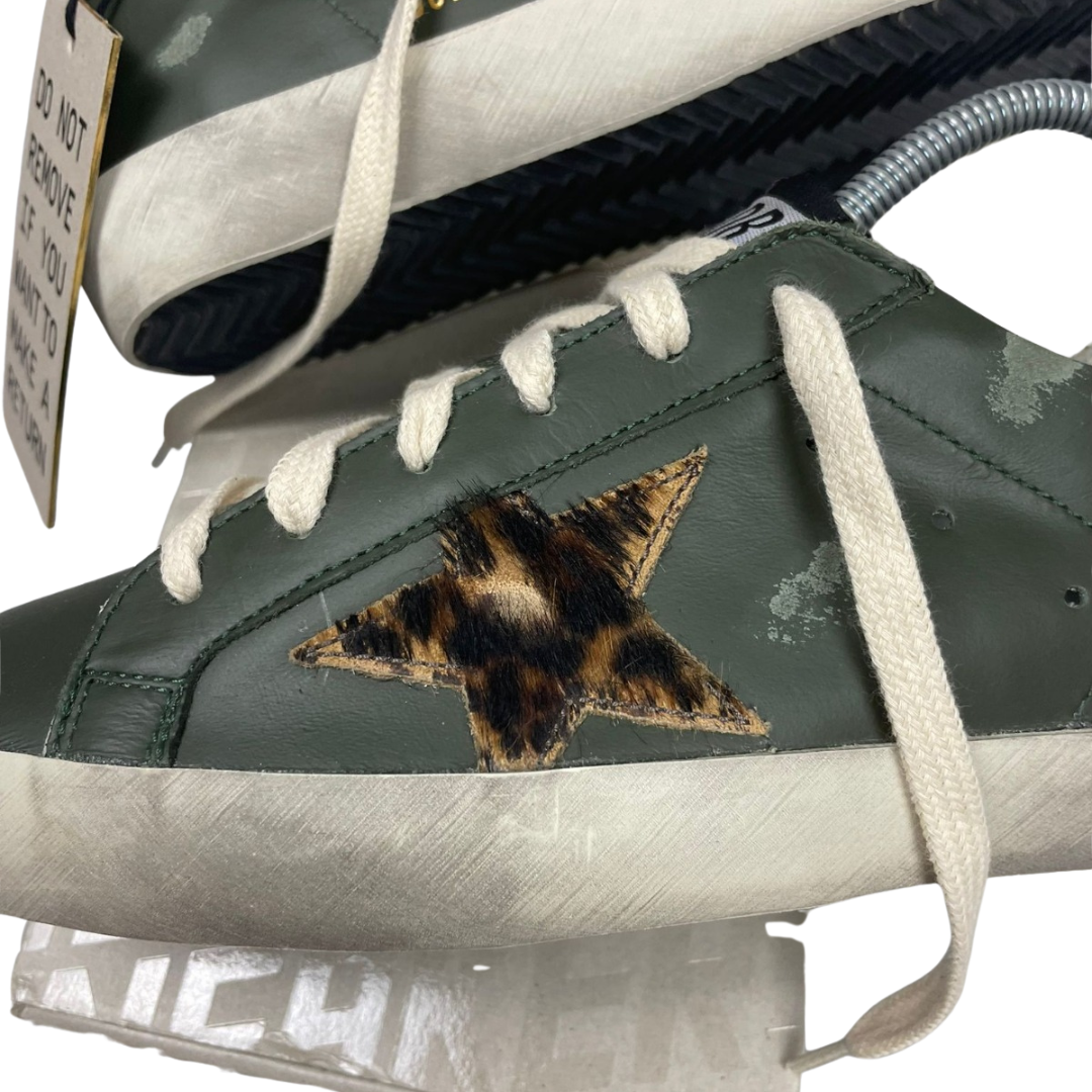 Golden Goose Superstar Sneakers (Dark Green) (New) (Womens)