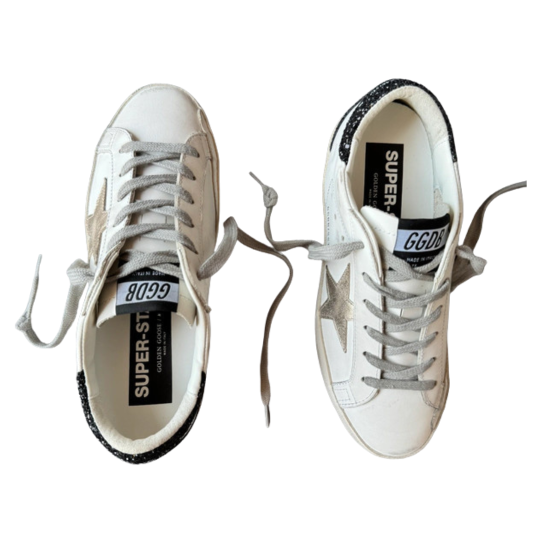 Golden Goose Superstar Sneakers (White Black) (New) (Womens)