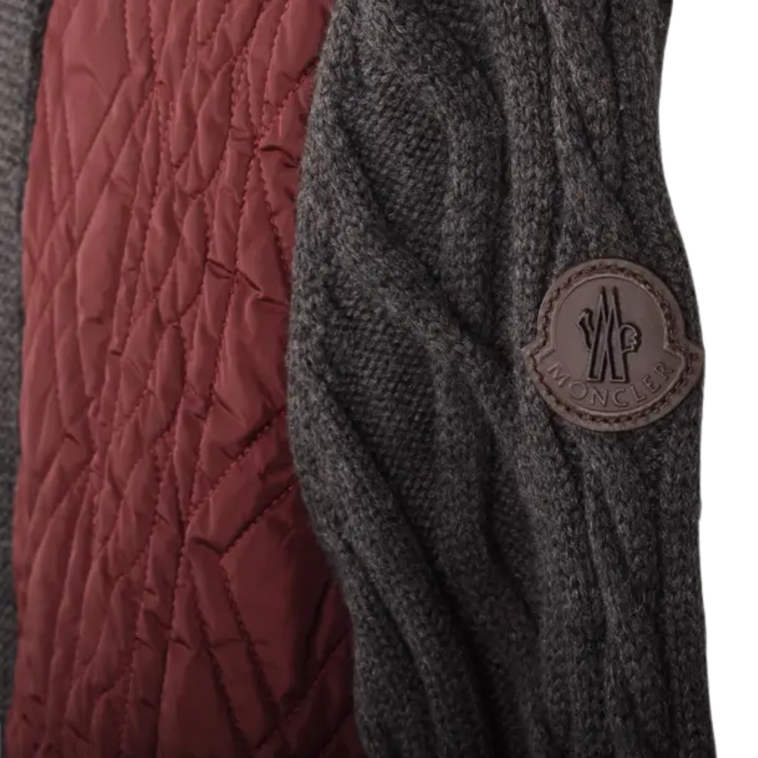 Moncler Maglione Tricot Cardigan Jacket (Burgundy Gray)