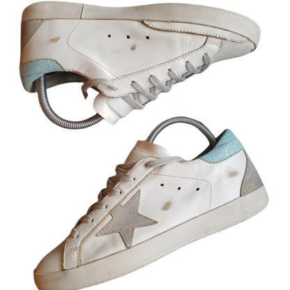 Golden Goose Superstar Sneakers (Blue Heel) (Women's)
