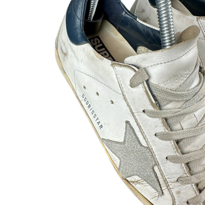 Golden Goose Superstar Sneakers (Navy Heel) (Womens)