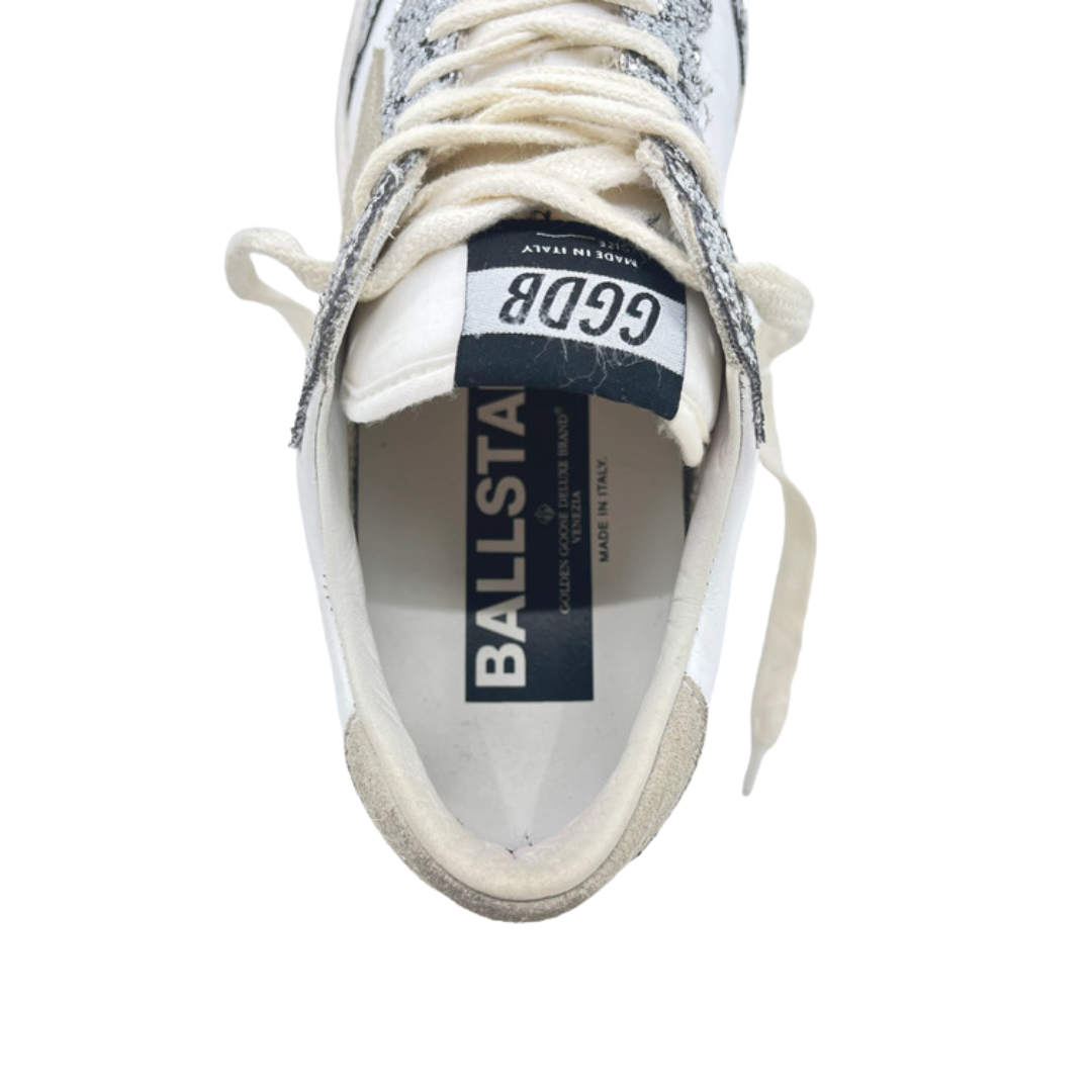 Golden Goose Ballstar Sneakers (White Silver) Womens)