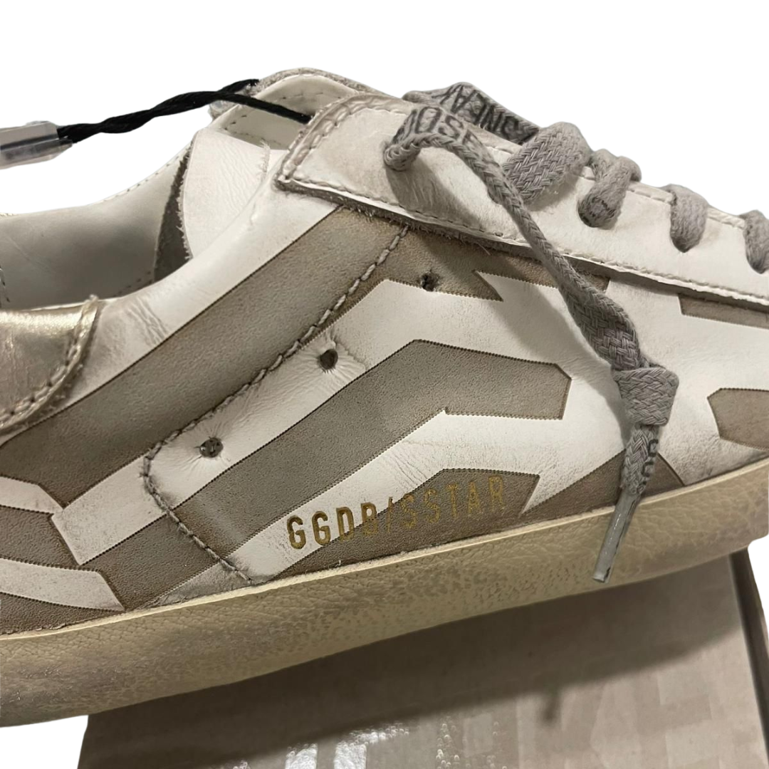 Golden Goose Superstar Sneakers (Grey White) (New) (Womens)