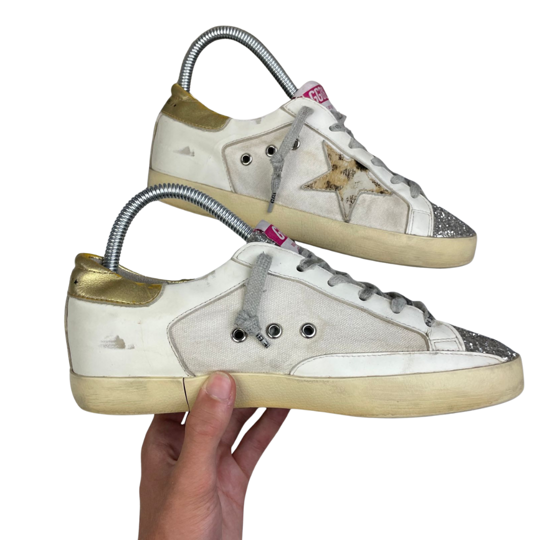 Golden Goose Superstar Sneakers (Gold Heel) (Women's)