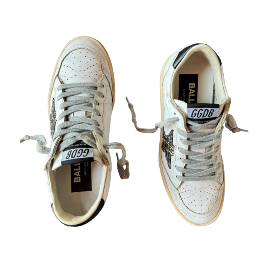 Golden Goose Ballstar Sneakers (Black Heel) Womens)
