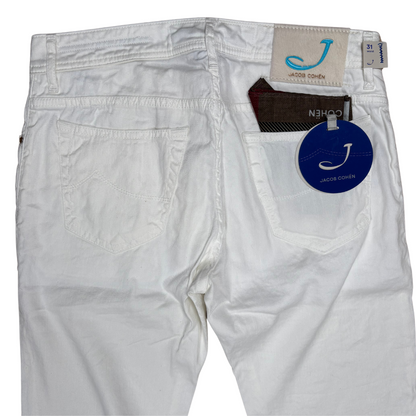 Jacob Cohën 688 Slim Fit Linen Trousers (White) (New)