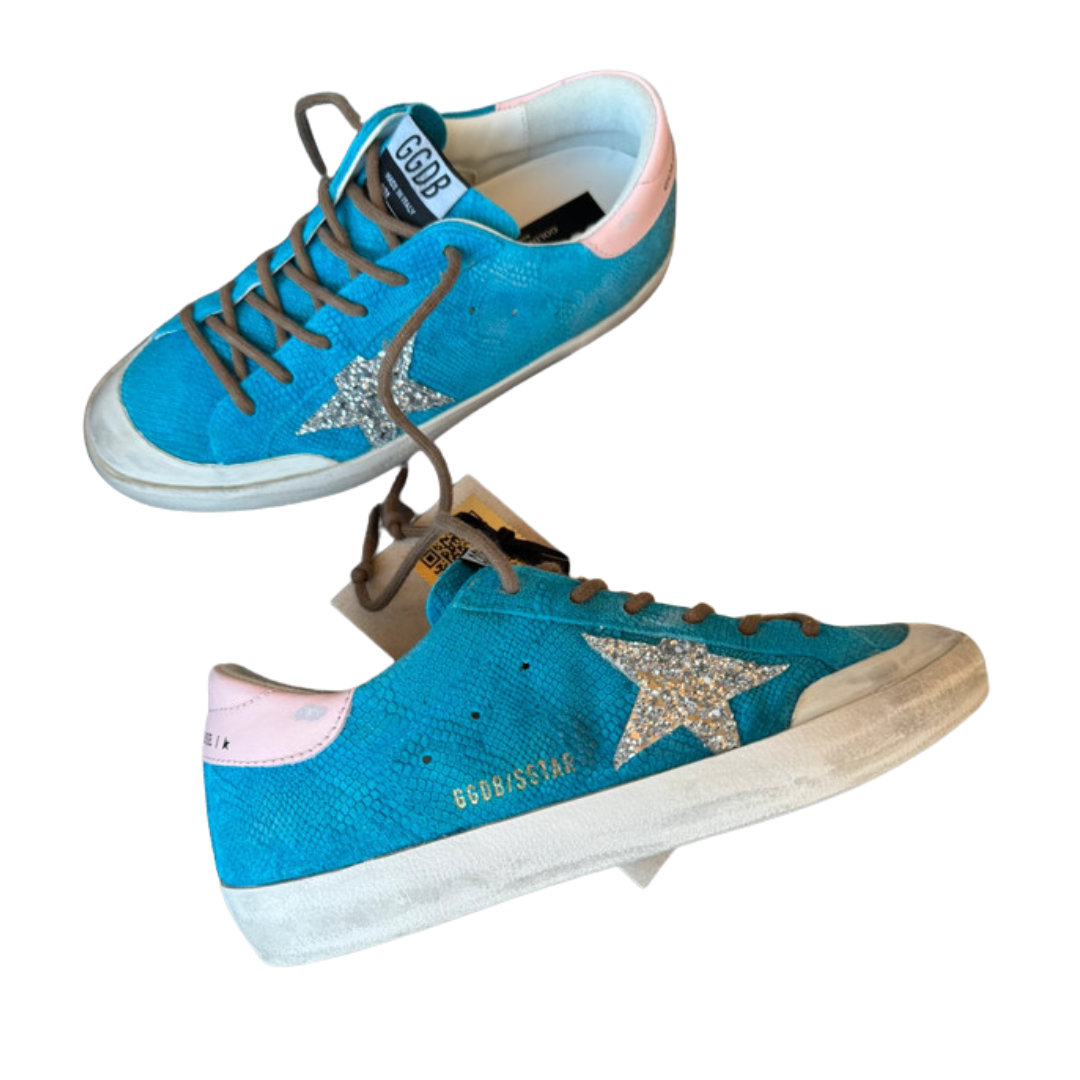 Golden Goose Superstar Sneakers (Blue) (Womens)