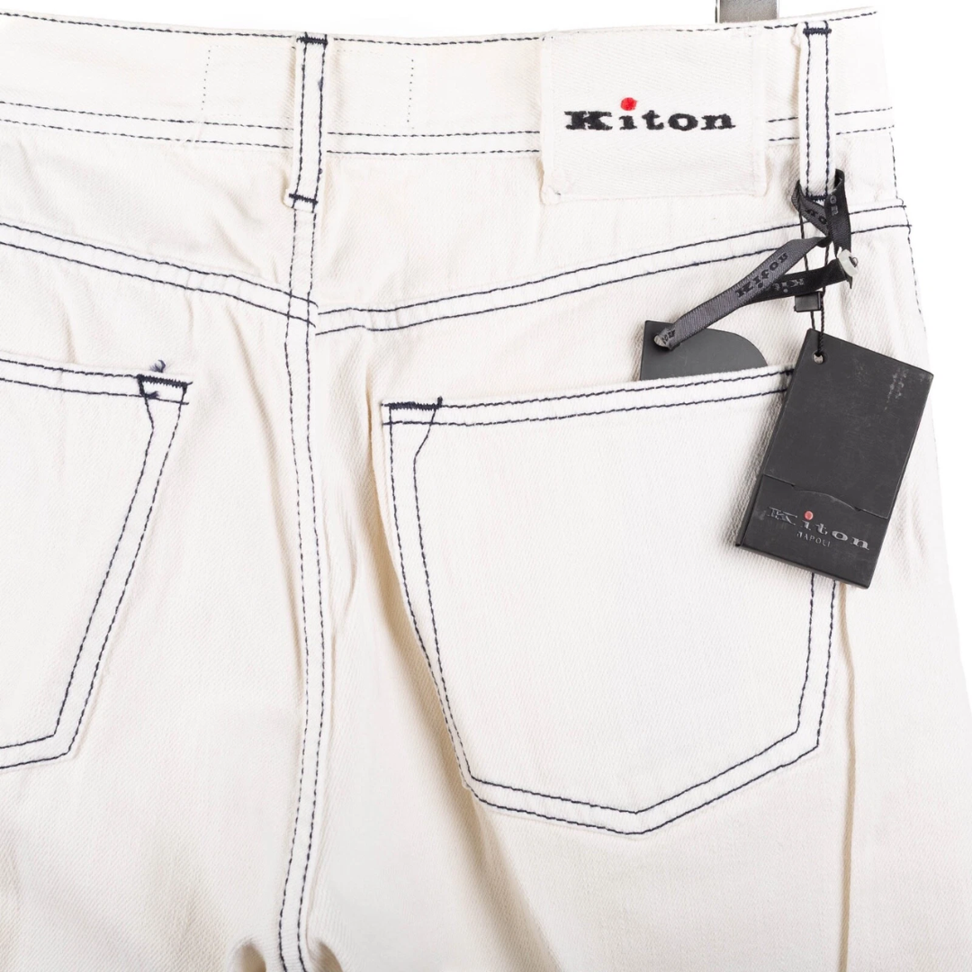 Kiton Napoli Slim Fit Jeans (White) (New)