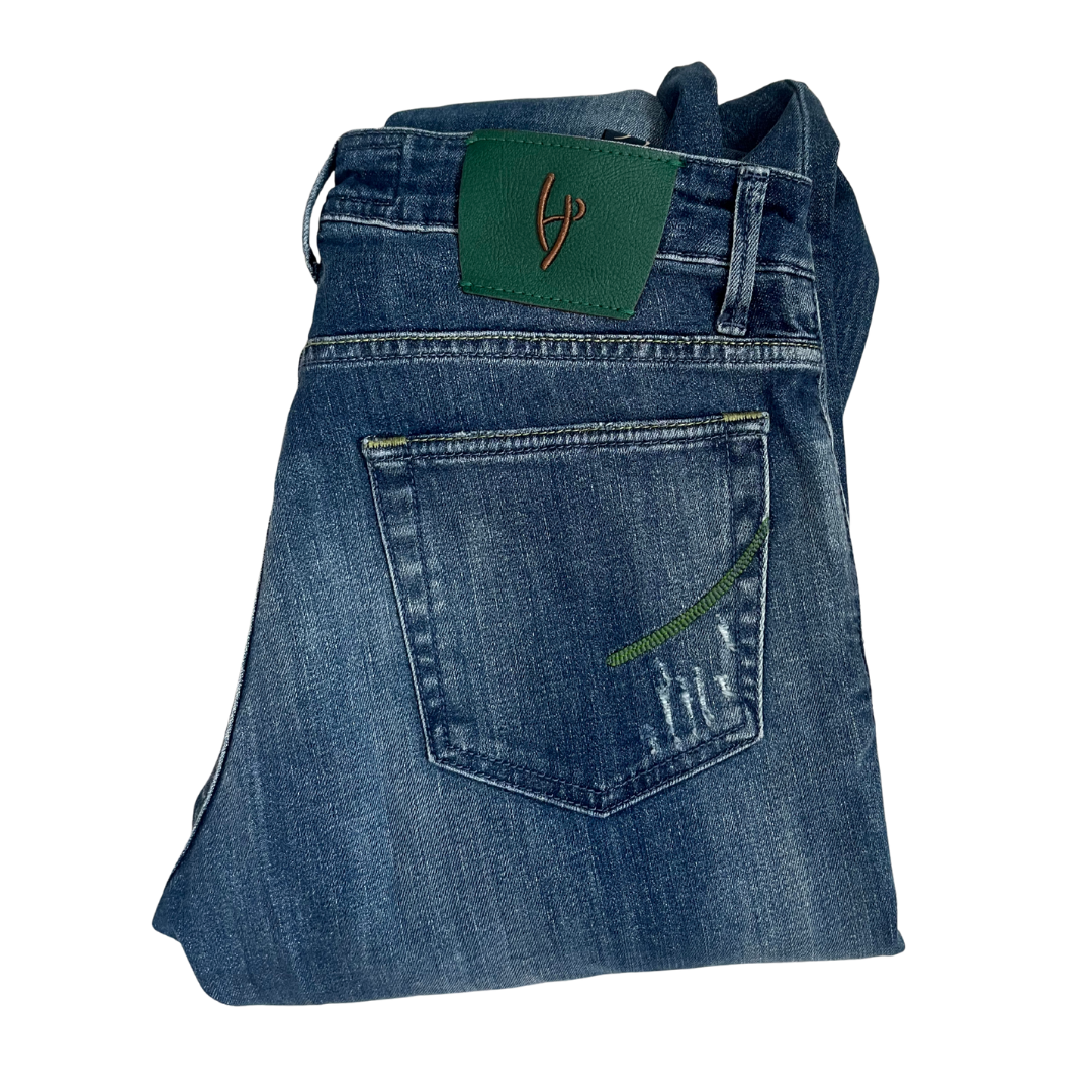 Handpicked Orvieto Distressed Slim Fit Jeans (Navy) (New)