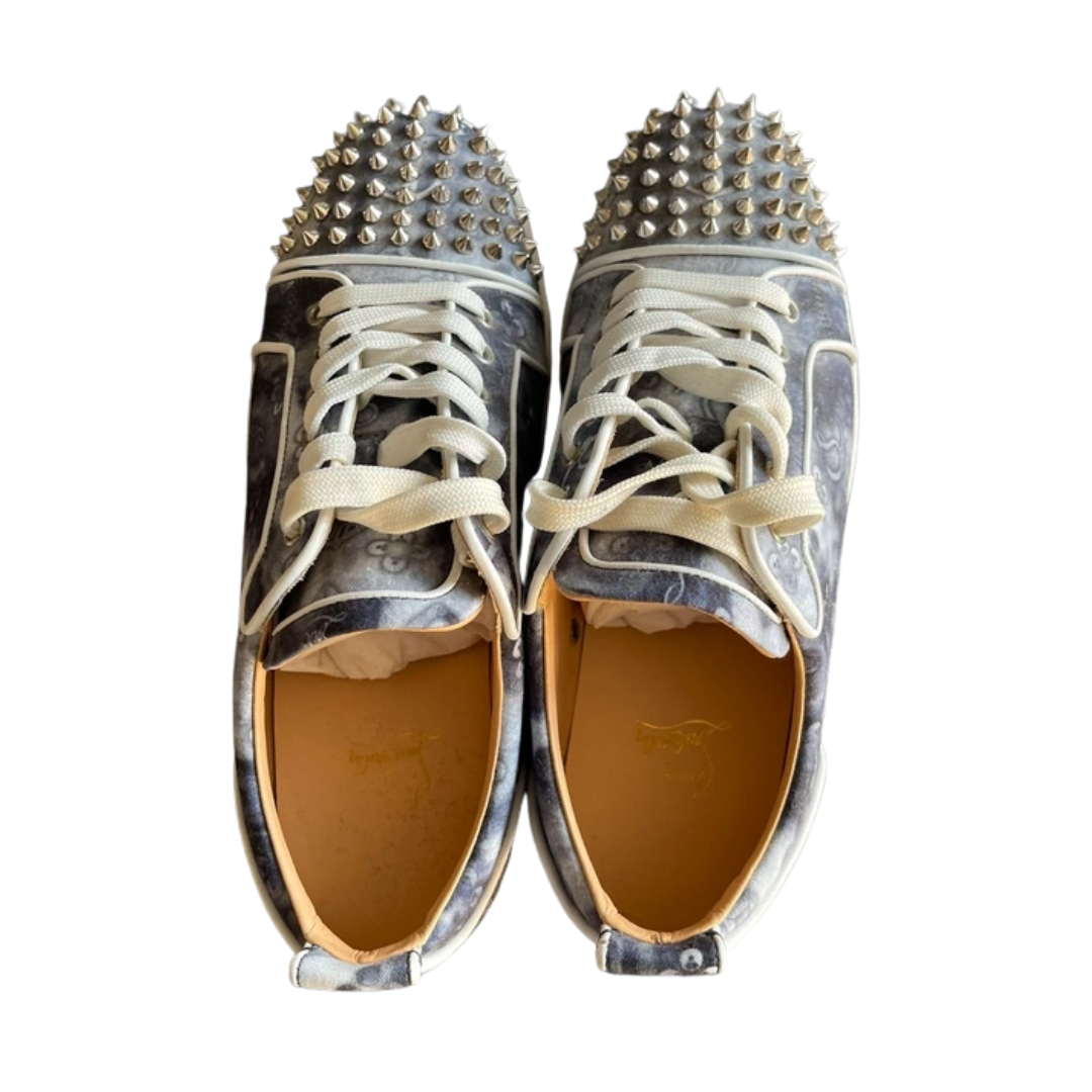 Christian Louboutin Louis Junior Spike Special Edition Sneakers (Navy Monogram)