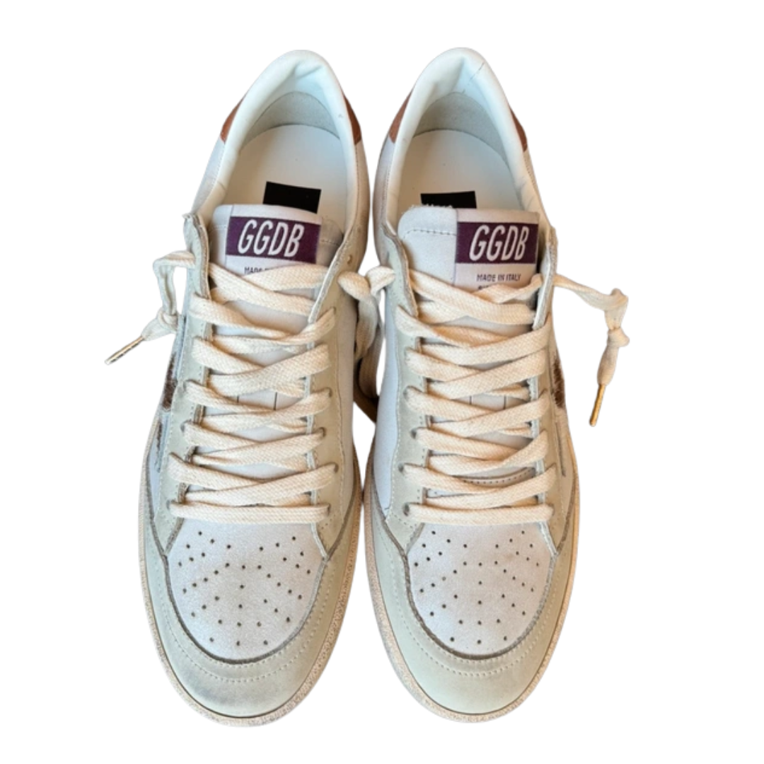 Golden Goose Ballstar Sneakers (White Orange) (New) (Womens)