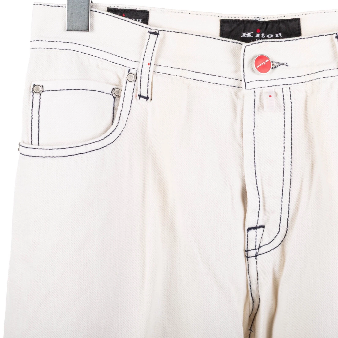 Kiton Napoli Slim Fit Jeans (White) (New)
