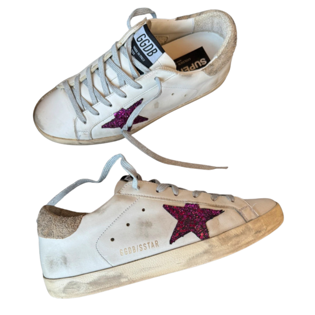 Golden Goose Superstar Sneakers (White Beige) (Womens)