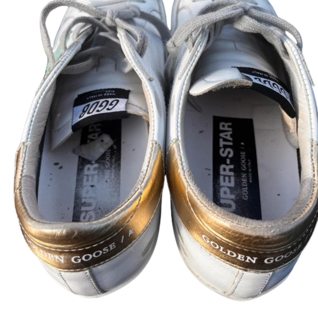 Golden Goose Superstar Sneakers (Gold Heel) (Women's)