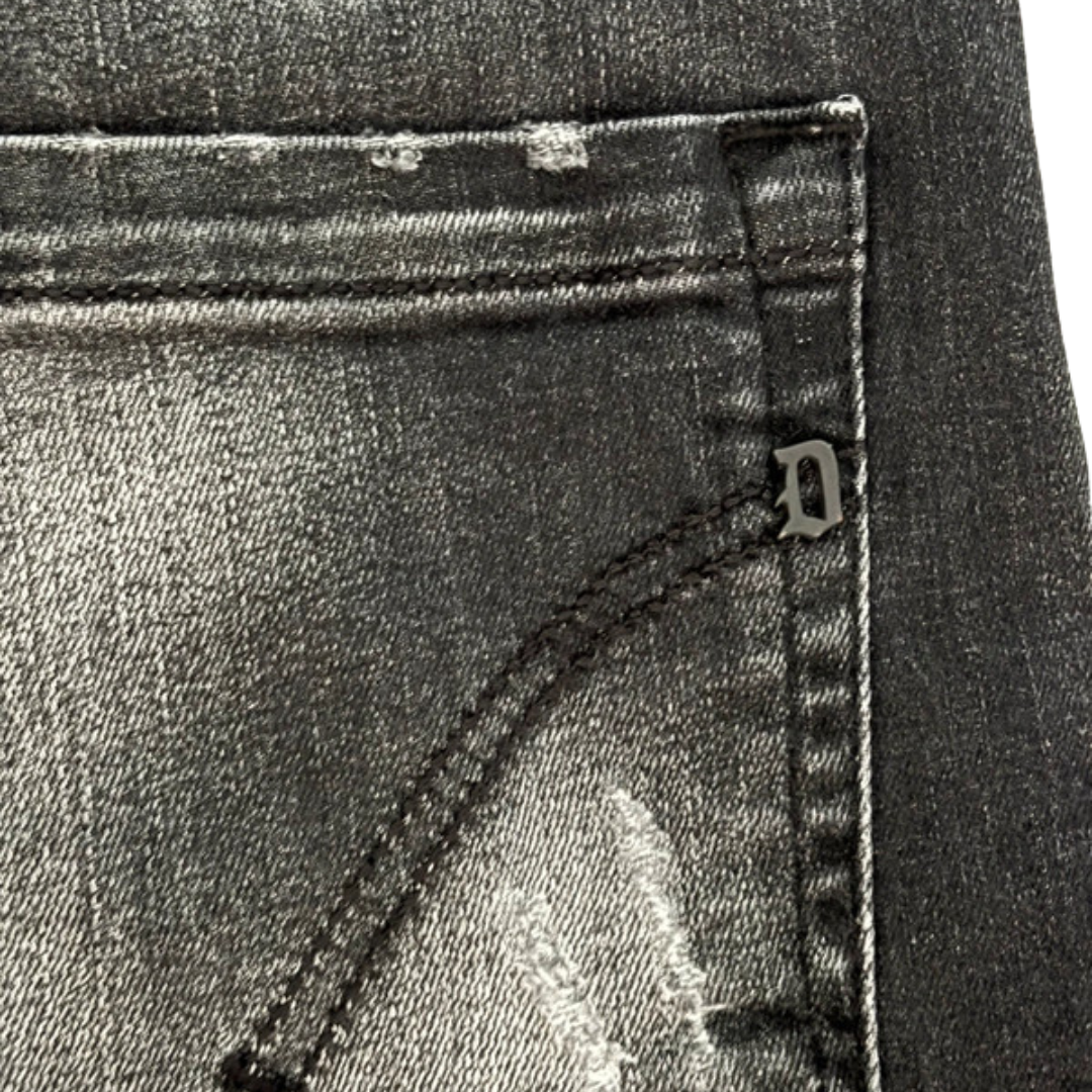 Dondup Mius Distressed Slim Fit Jeans (Dark Grey)