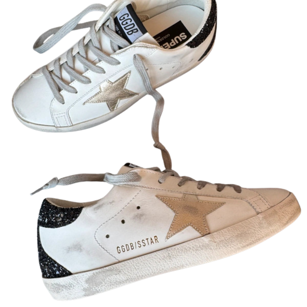 Golden Goose Superstar Sneakers (White Black) (New) (Womens)
