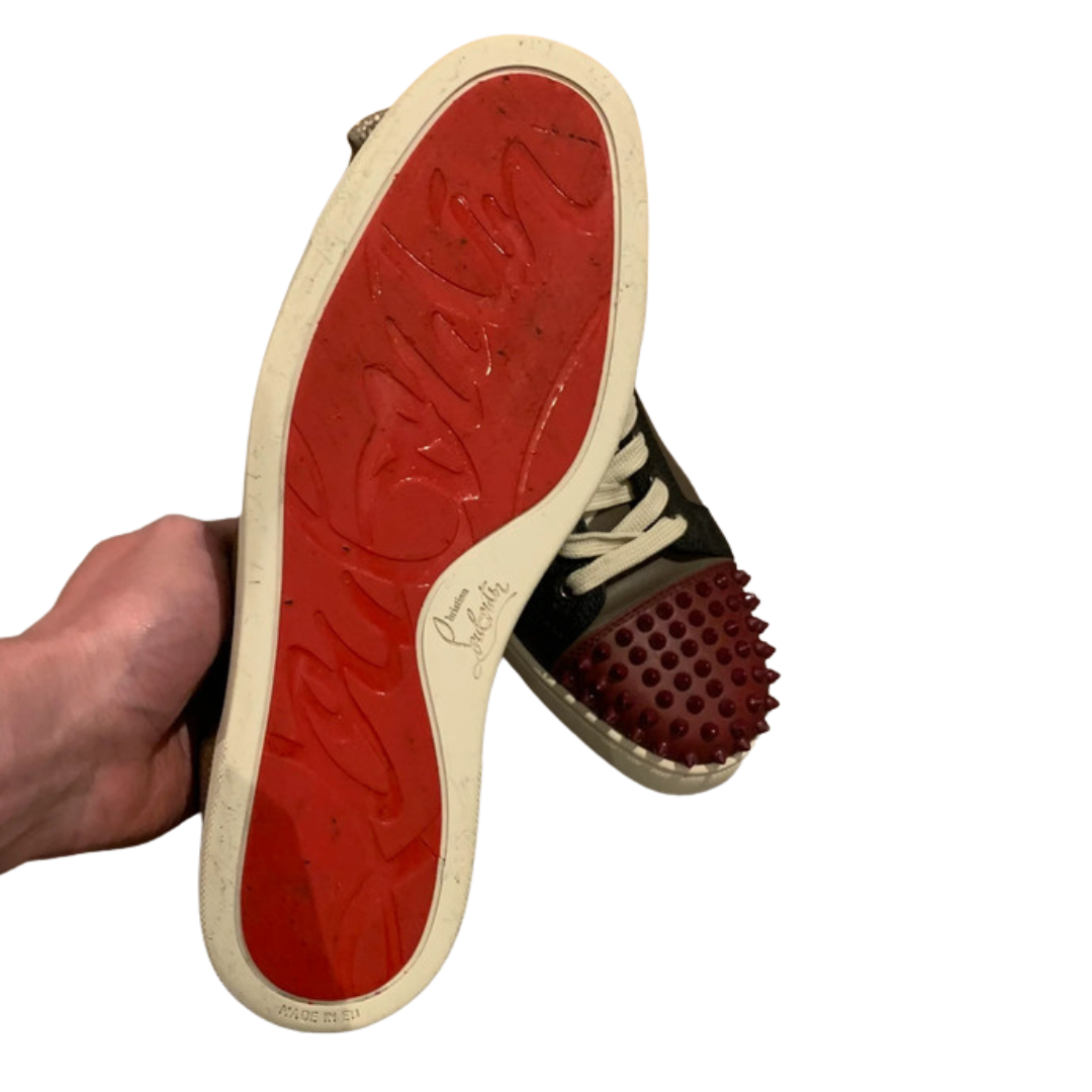 Christian Louboutin Louis Junior Spike Sneakers (Khaki)