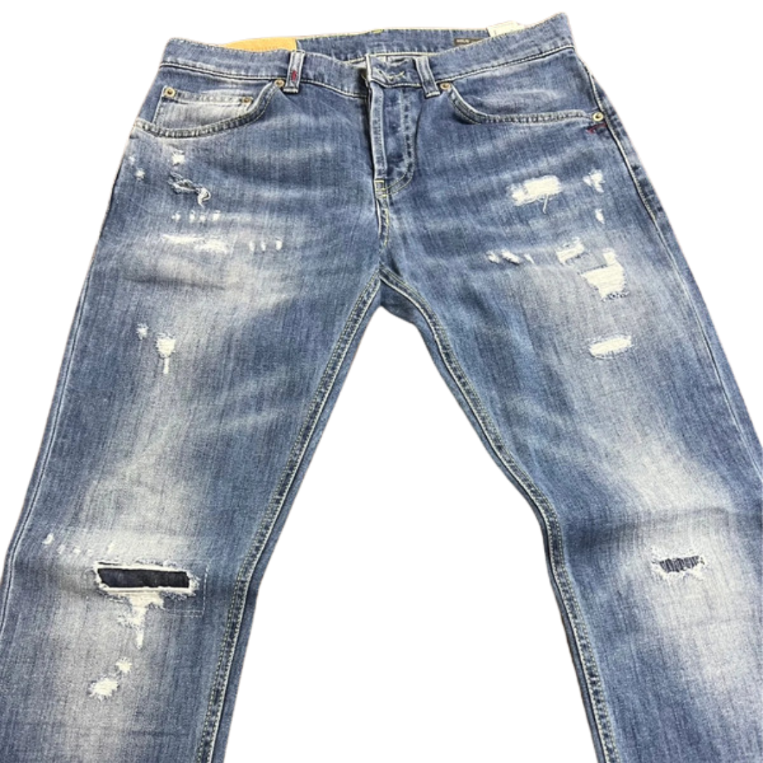 Dondup Mius Distressed Slim Fit Jeans (Navy Blue)