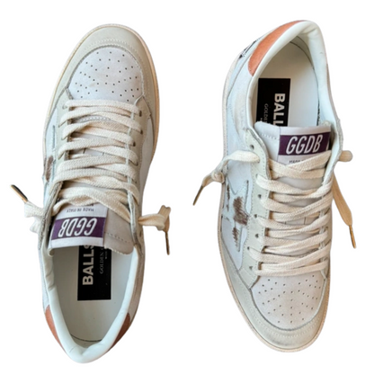Golden Goose Ballstar Sneakers (White Orange) (New) (Womens)