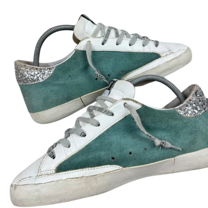 Golden Goose Superstar Sneakers (White Teal) (Women's)