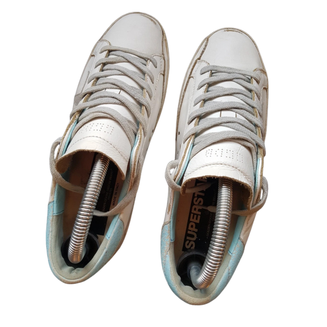 Golden Goose Superstar Sneakers (Blue Heel) (Women's)