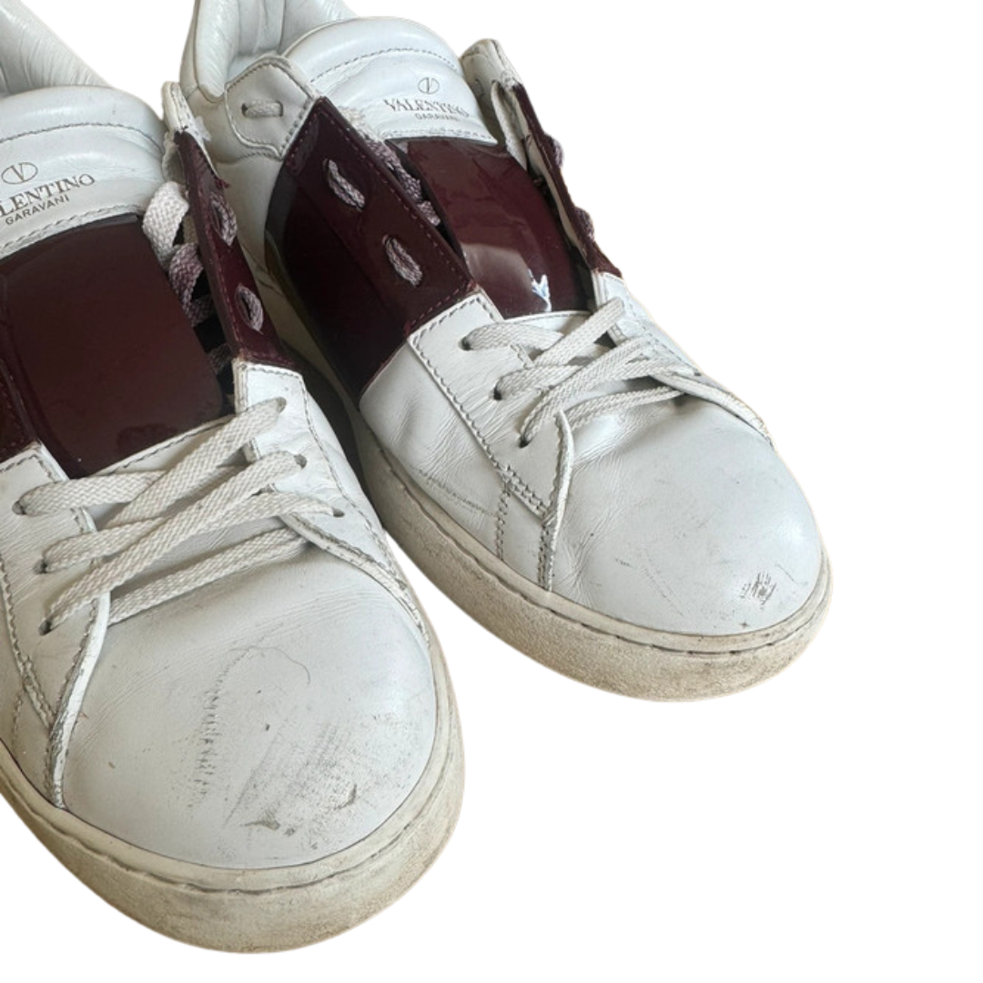 Valentino Open Sneakers (White Burgundy)