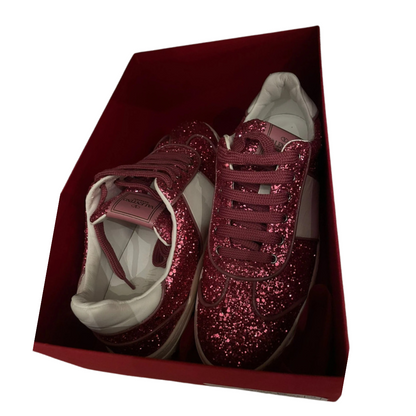 Valentino Garavani Flycrew Sneakers (Pink Glitter) (New) (Womens)