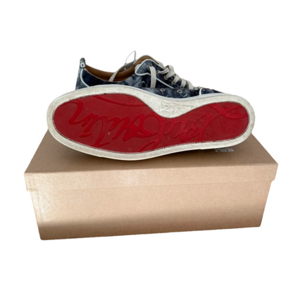 Christian Louboutin Louis Junior Spike Special Edition Sneakers (Navy Monogram)