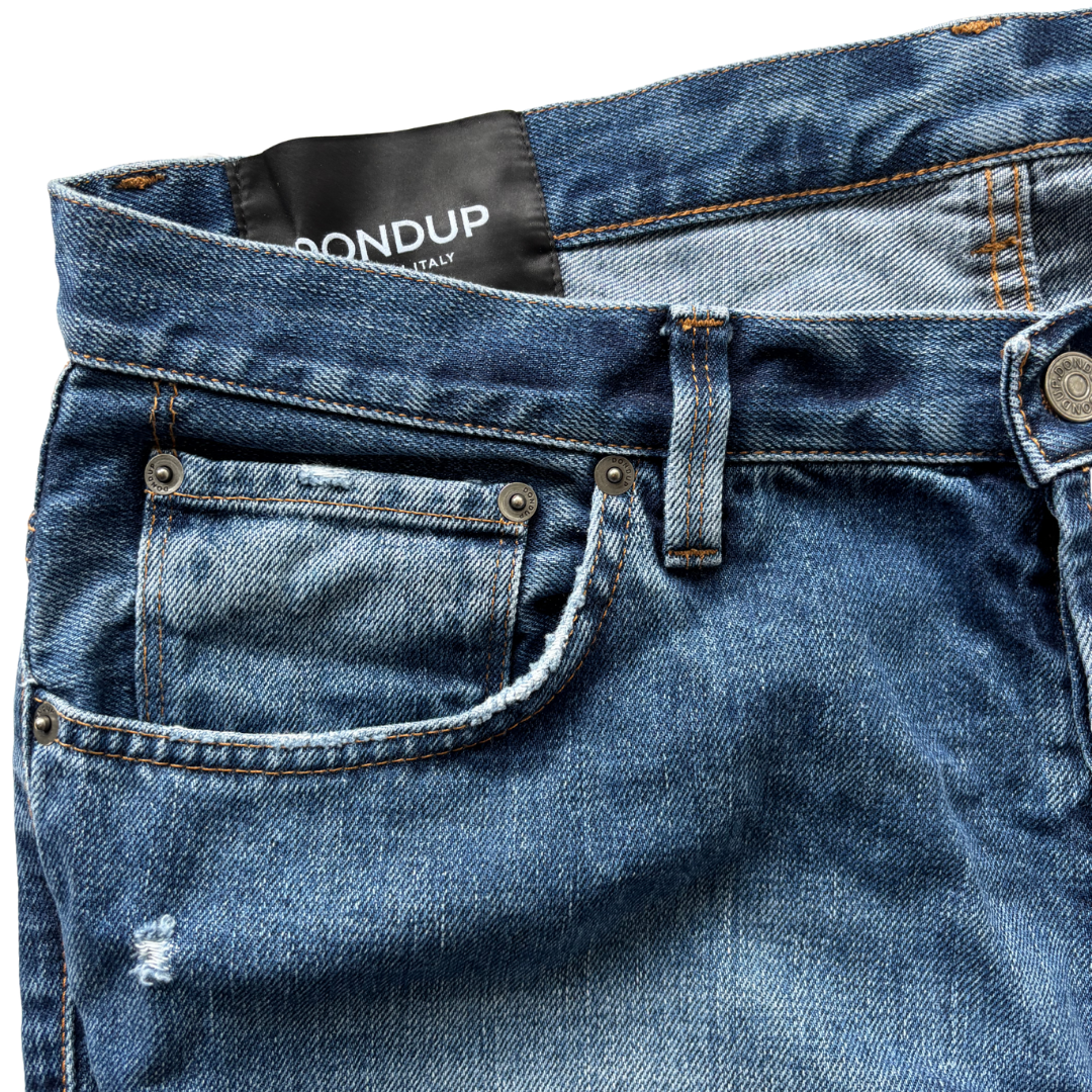 Dondup Brighton Distressed Carrot Fit Jeans (Navy)