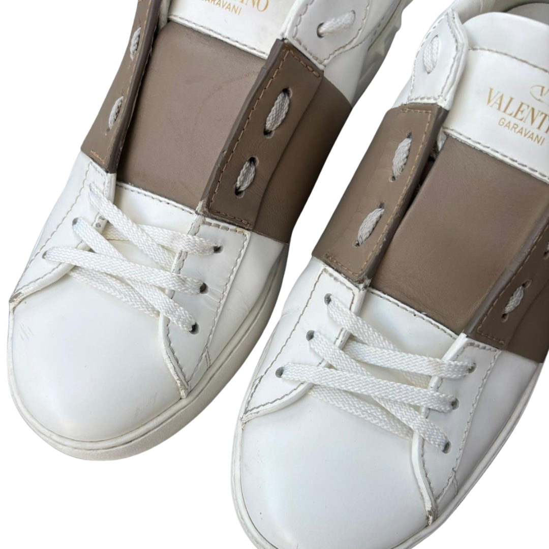 Valentino Garavani Open Sneakers (White Brown)