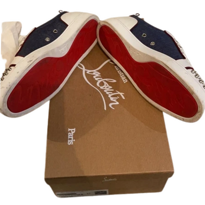 Christian Louboutin Louis Junior Spike Sneakers (Navy White)