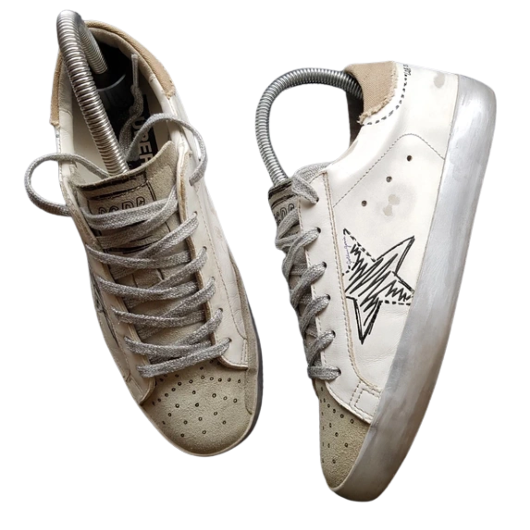 Golden Goose Special Edition Superstar Sneakers (White Beige) (Womens)