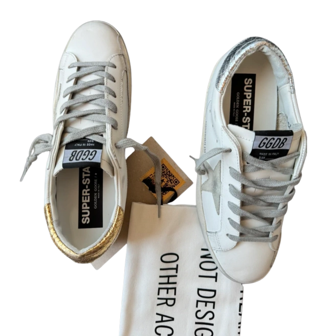 Golden Goose Special Edition Superstar Sneakers (Gold Heel) (Womens) (New)