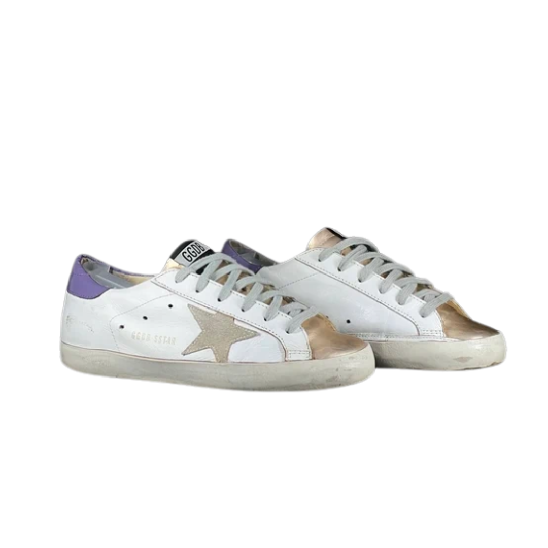 Golden Goose Superstar Sneakers (Purple Heel) (Women's)