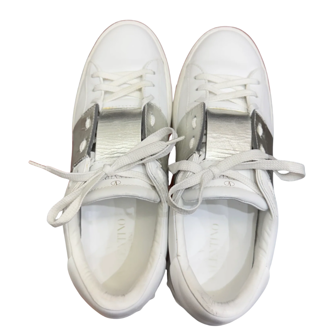 Valentino Garavani Open Sneakers (White Silver) (Womens)