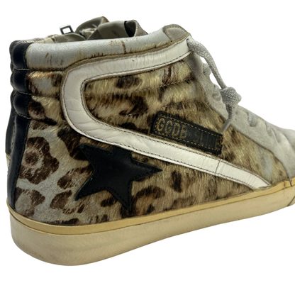 Golden Goose Slide High Top Leopard Sneakers (LADIES)