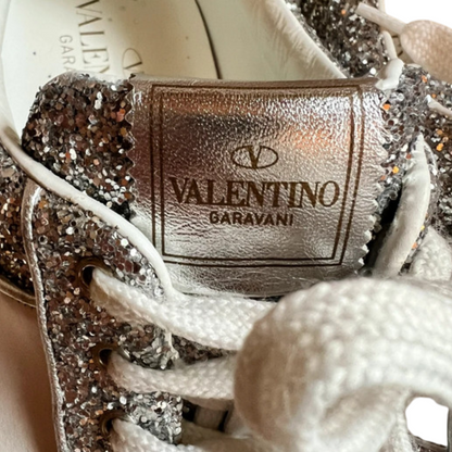 Valentino Garavani Flycrew Sneakers (Silver Glitter) (Womens)