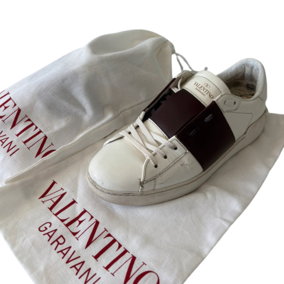 Valentino Garavani Open Sneakers (White Burgundy)