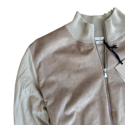 Gran Sasso Cashmere Suede Cardigan Jacket (Beige) (New)