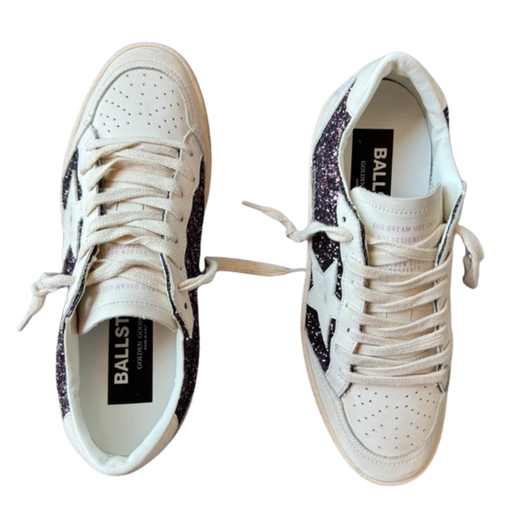 Golden Goose Ballstar Sneakers (Purple Glitter) (New) (Womens)