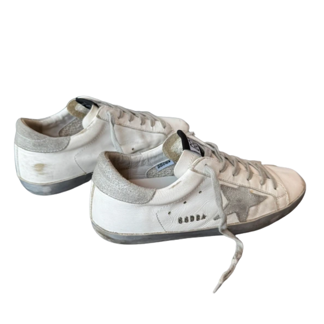 Golden Goose Superstar Sneakers (White &amp; Orange) (New)
