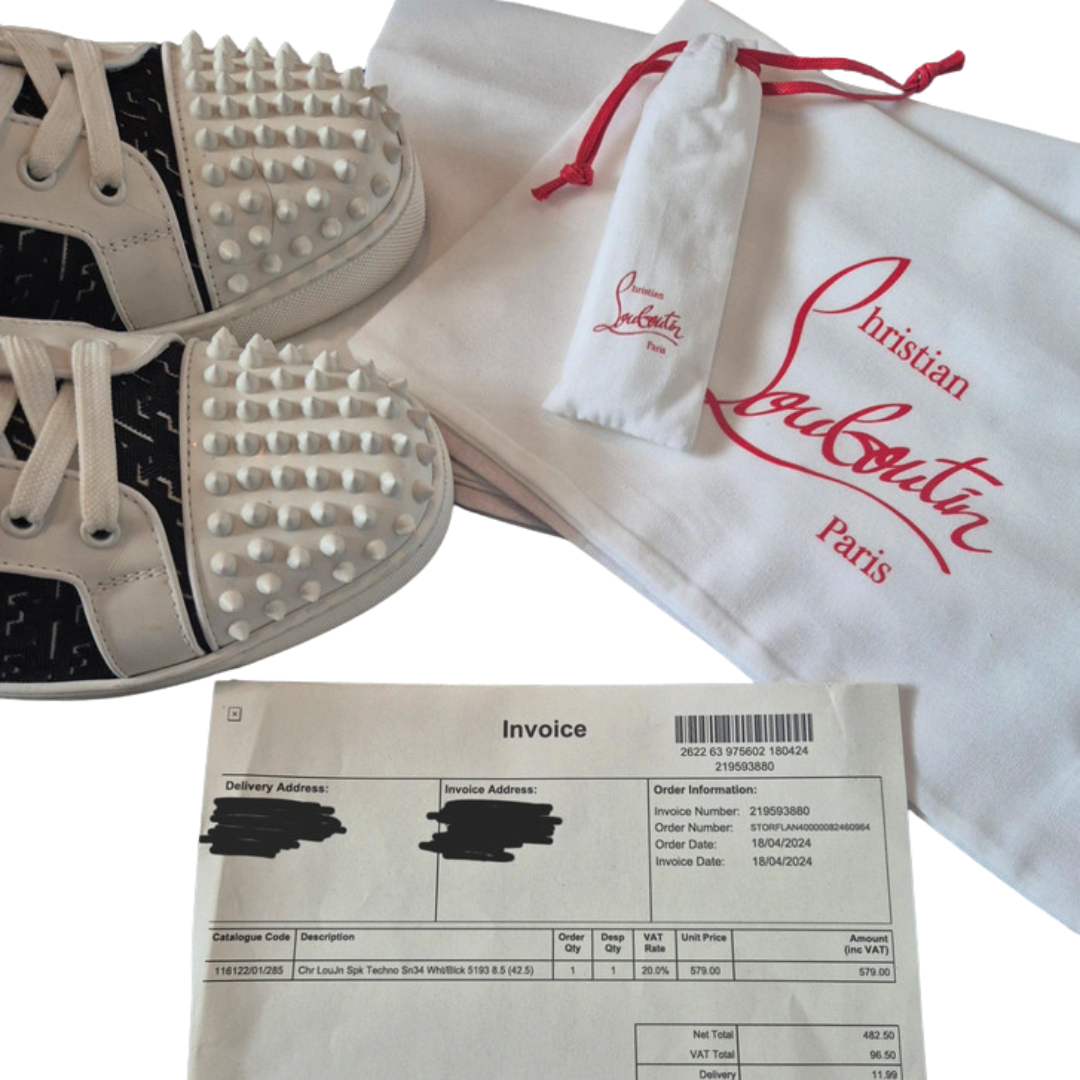 Christian Louboutin Louis Junior Spike Sneakers (White Black)