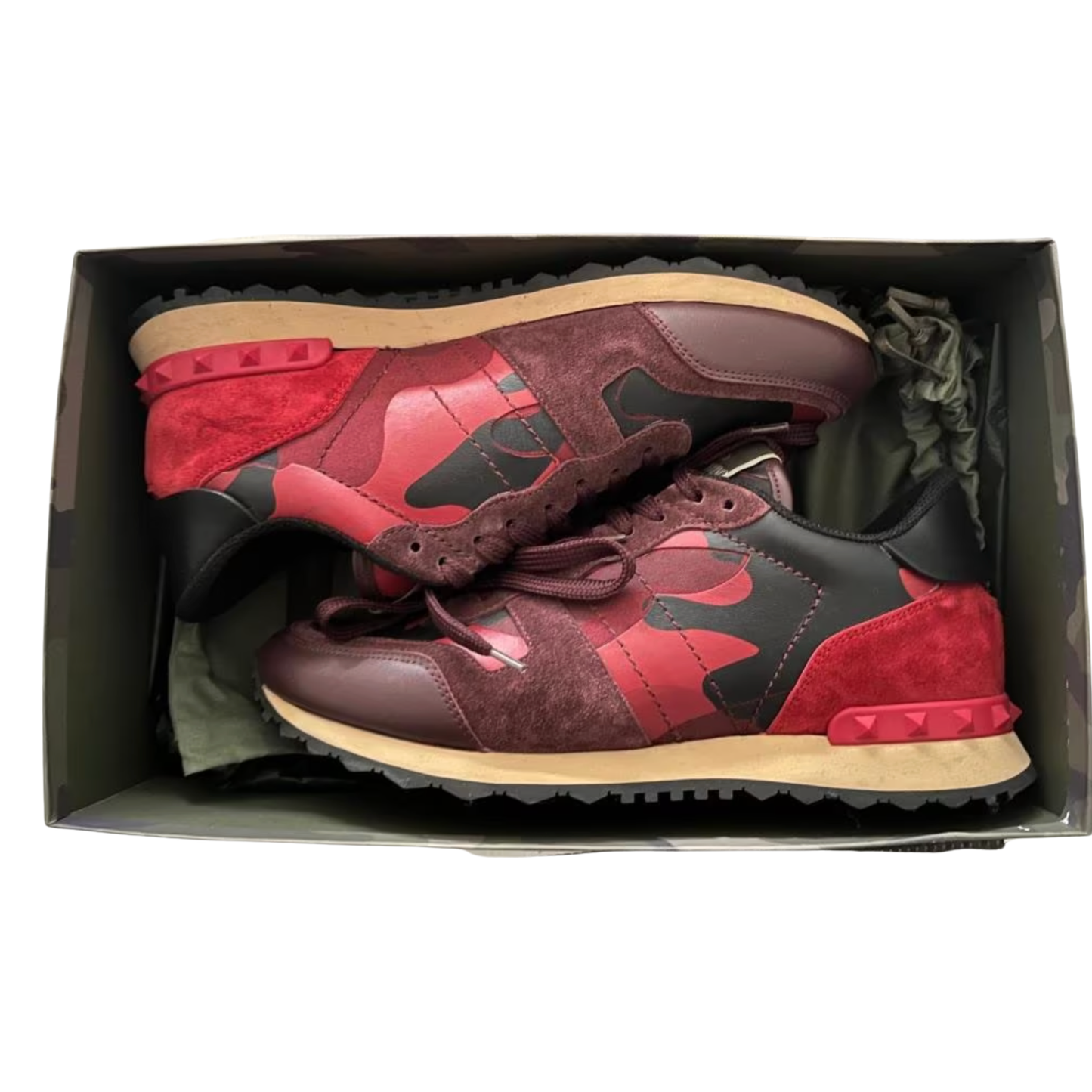 Valentino Camoflage Rockrunner Sneakers (Red)