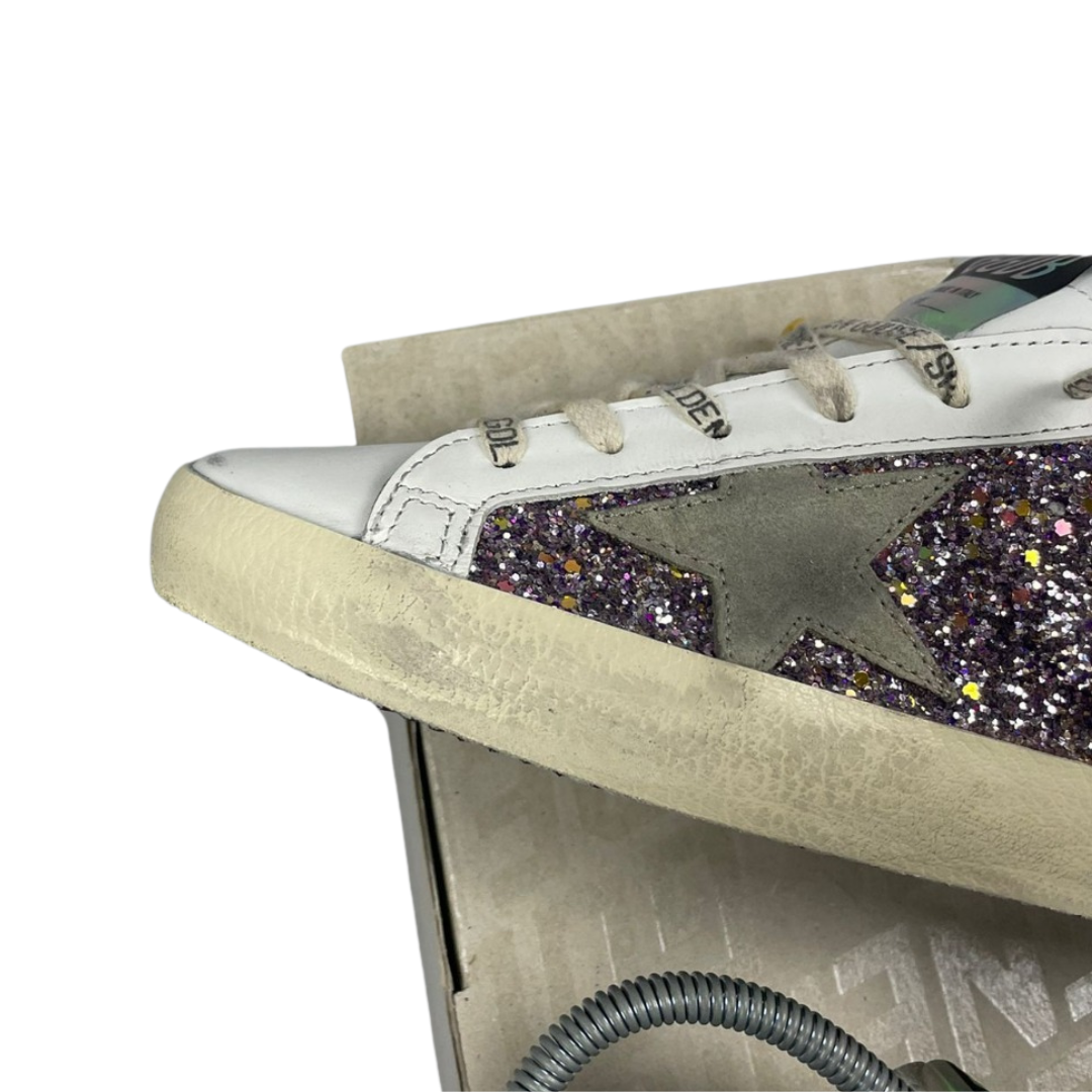Golden Goose Superstar Sneakers (Purple Glitter) (New) (Womens)