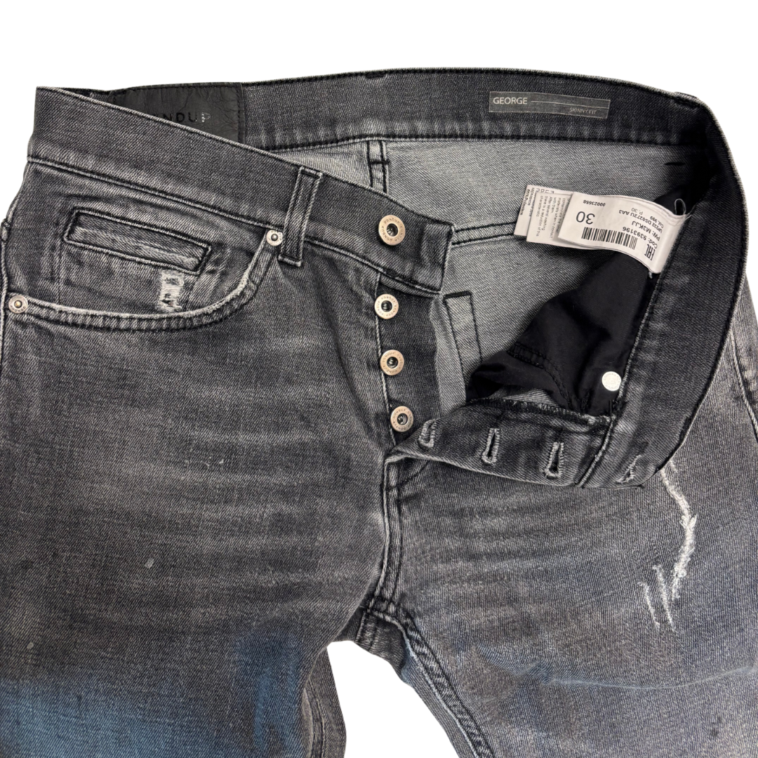Dondup George Distressed Skinny Fit Jeans (Dark Grey)