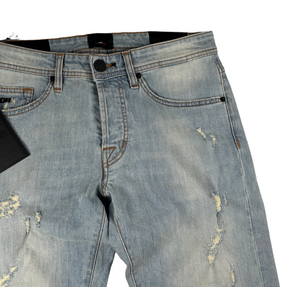 Tramarossa Distressed Slim-fit Jeans (Blue) (New)
